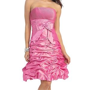 *FINAL* MAY QUEEN PINK RUCHED STRAPLESS DRESS & SHAWL: NWT: SZ 4